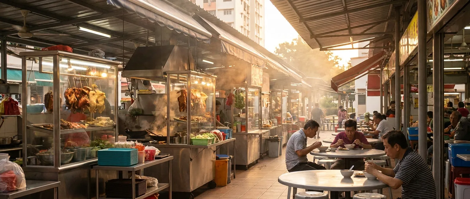 sample image - hawker centre at golden hour