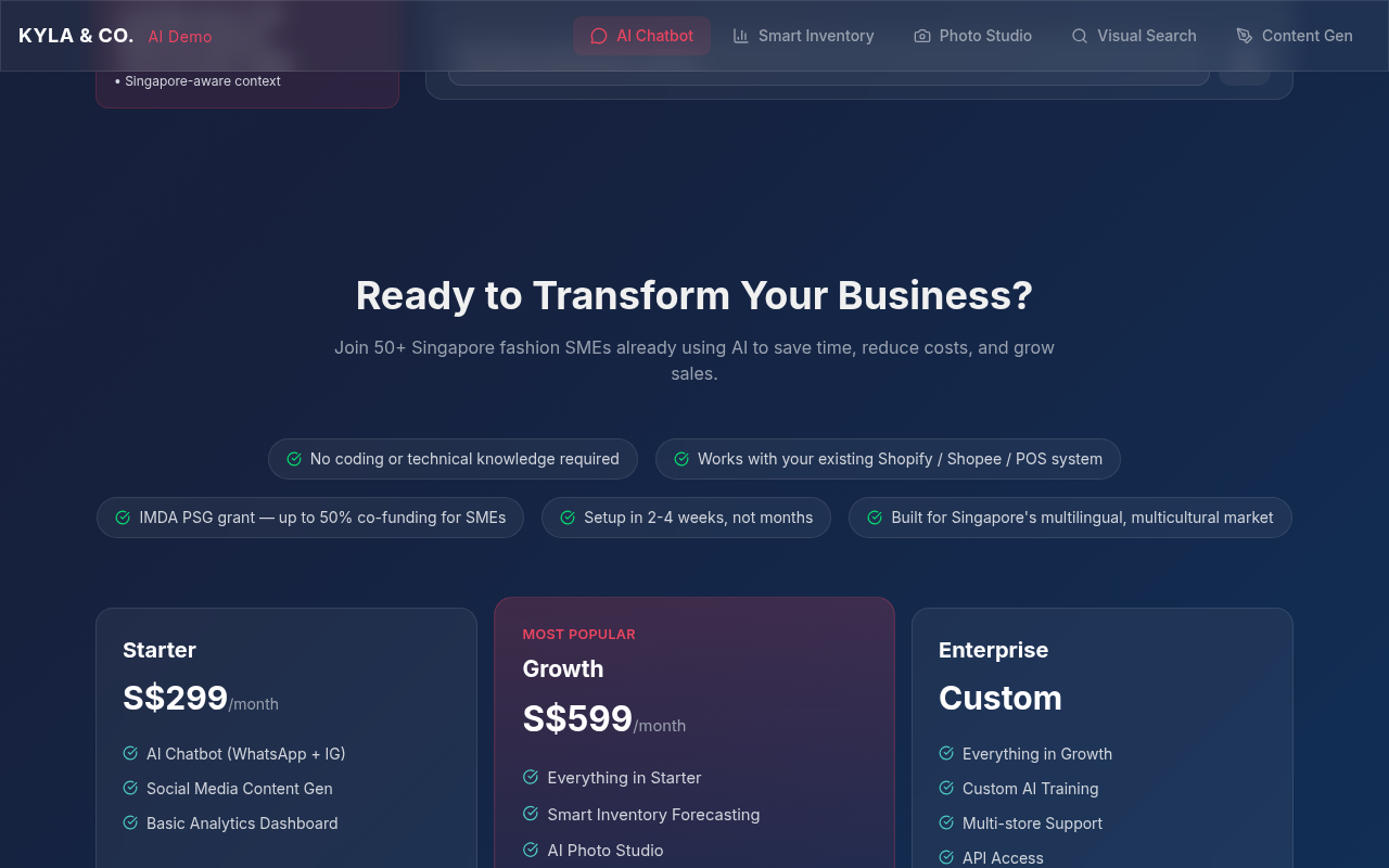 Kyla & Co — AI Storefront for SME Fashion Retail