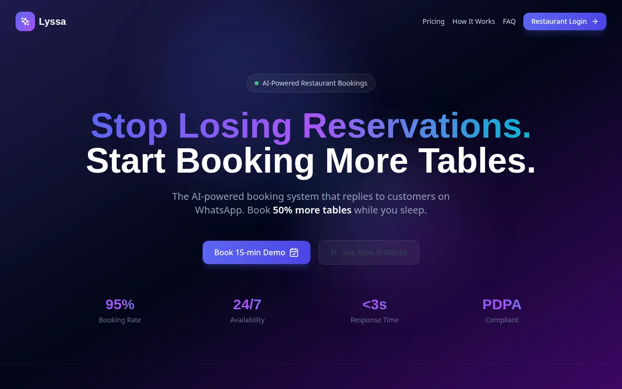 Lyssa - AI Reservations for Restaurants
